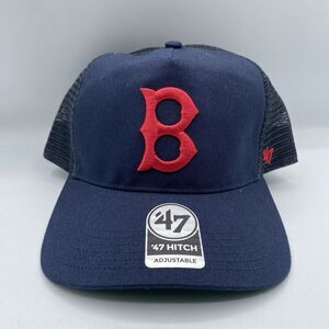 Boston Red Sox 47 Hitch Trucker Hat Mens OSFA Blue Snapback MLB Baseball NWOT